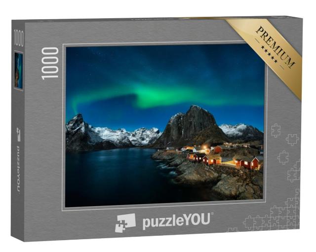 Puzzel 1000 stukjes „Traditionele Noorse vissershutten, eiland Hamnøy, Reine op de Lofoten, Noord-Noorwegen“