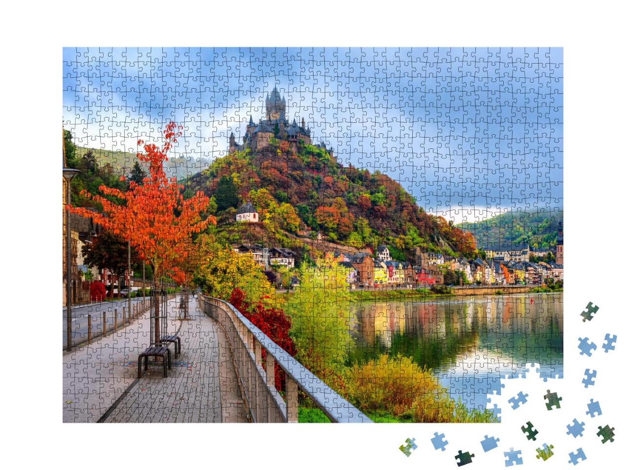 Puzzle 1000 Teile „Historische Stadt Cochem an der Mosel im Herbst, Rheinland-Pfalz, Deutschland“
