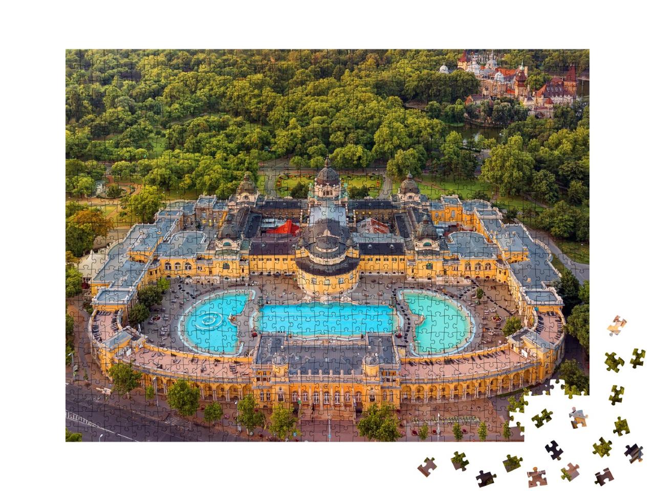 Puzzle 1000 Teile „Luftaufnahme von einem Thermalbad in Budapest, Ungarn, Europa“