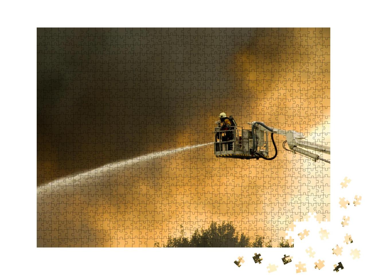 Puzzle 1000 Teile „Feuer im Wald: Feuerwehrleute im Einsatz“