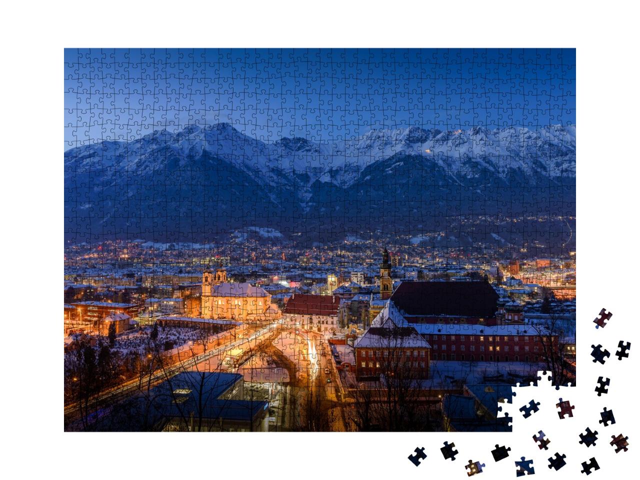 Puzzle 1000 Teile „Winterliches Innsbruck bei Nacht, Österreich“