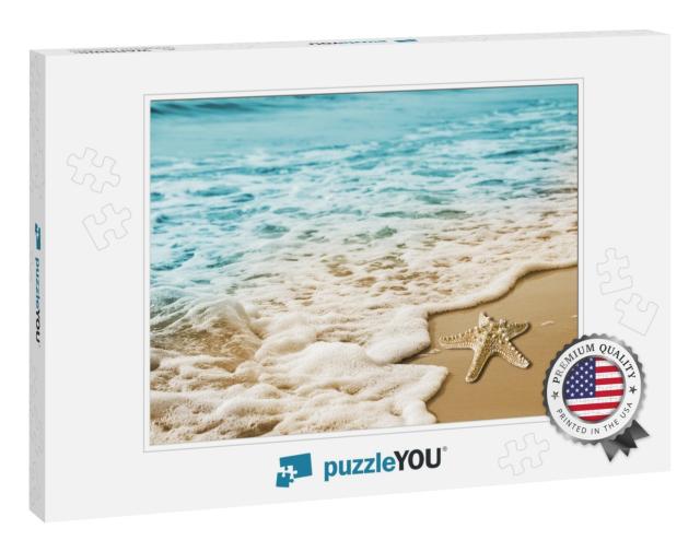 Starfish & Soft Wave on the Sandy Beach Summer Tropical C... Jigsaw Puzzle