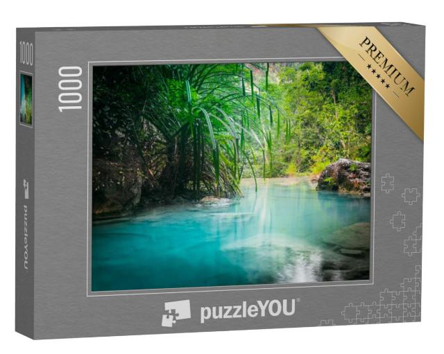 Puzzel 1000 stukjes „Turquoise gekleurd water van de Erawan waterval, Thailand“