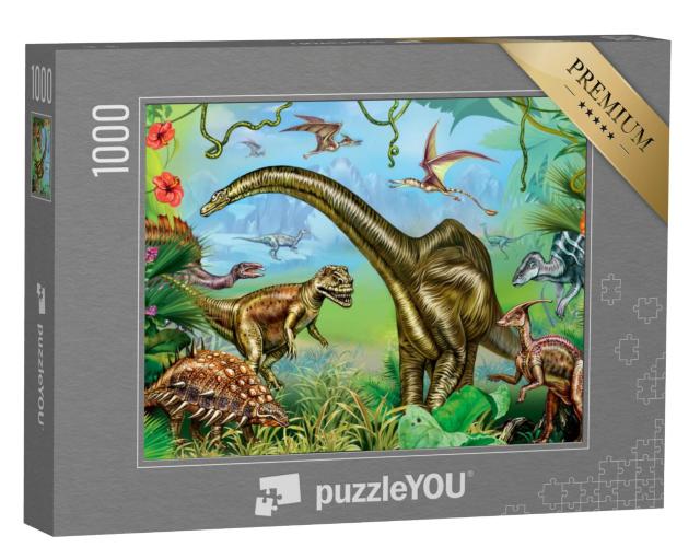 Puzzel 1000 stukjes „Wereld van indrukwekkende dinosaurussen“