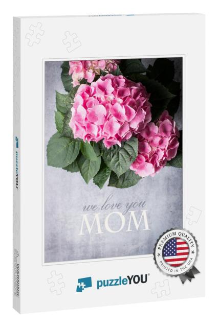 We Love You Mom Message on Top of Beautiful Floral... Jigsaw Puzzle