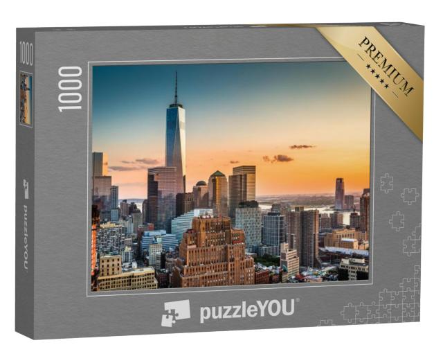 Puzzel 1000 stukjes „Skyline van Lower Manhattan bij zonsondergang“