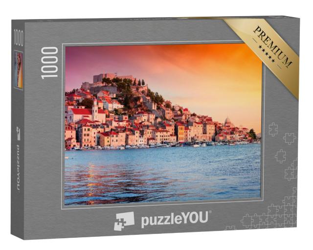 Puzzel 1000 stukjes „Oude stad van Sibenik bij zonsondergang, Kroatië“