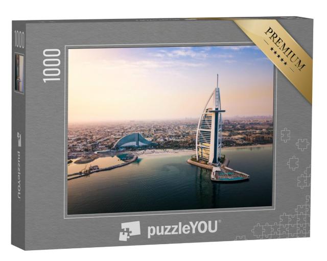 Puzzel 1000 stukjes „Dubai skyline aan zee en het luxe hotel Burj Al Arab“