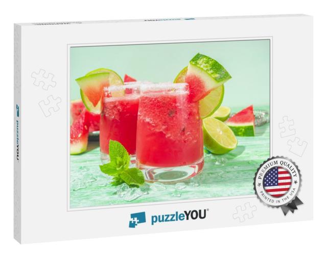 Cold Summer Cocktail, Watermelon Margaritas or Mojito wit... Jigsaw Puzzle