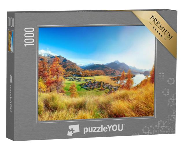 Puzzel 1000 stukjes „Herfstpanorama boven Sils in het Engadin“