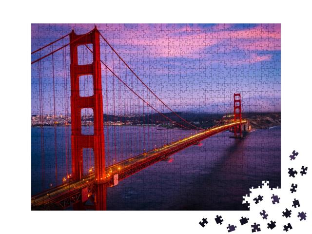 Puzzle 1000 Teile „Majestätische Golden Gate Bridge, San Francisco, Kalifornien, USA“
