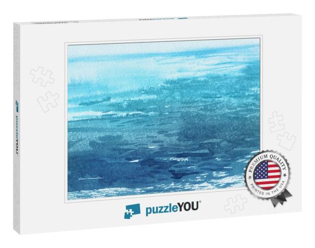 Watercolor Sea Background. Hand Drawn Painting. Summer Ma... Jigsaw Puzzle