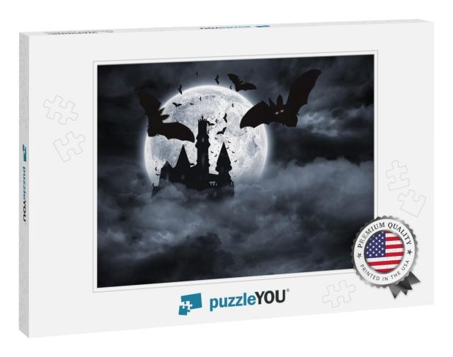 Digitally Generated Bats Flying from Dracula's Castle... Jigsaw Puzzle