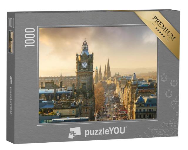 Puzzel 1000 stukjes „Oude binnenstad van Edinburgh met kasteel, Schotland“