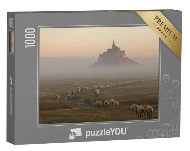 Puzzel 1000 stukjes „Getijdeneiland Le Mont Saint-Michel in het ochtendlicht, Normandië, Noord-Frankrijk“