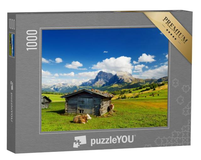 Puzzel 1000 stukjes „Koeien op de Seiser Alm, Zuid-Tirol“