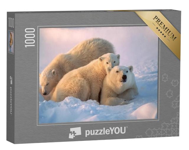 Puzzel 1000 stukjes „Ijsbeer met haar welpen“