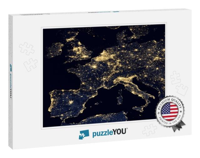 City Lights on World Map. Europe. Elements of This Image... Jigsaw Puzzle