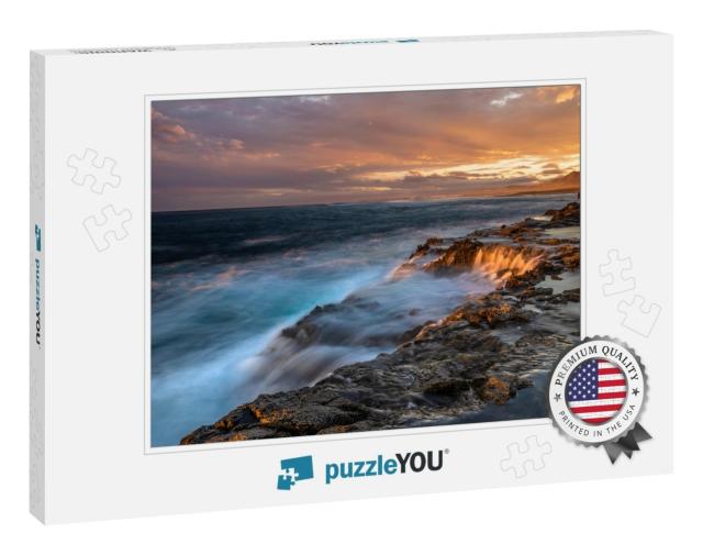 Dramatic Sunset Over the Rocky Cliffs of Fuerteventura... Jigsaw Puzzle
