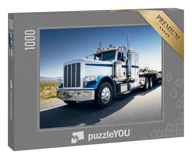 Puzzle 1000 Teile „Transporter auf der Straße, eindrucksvoller Truck“