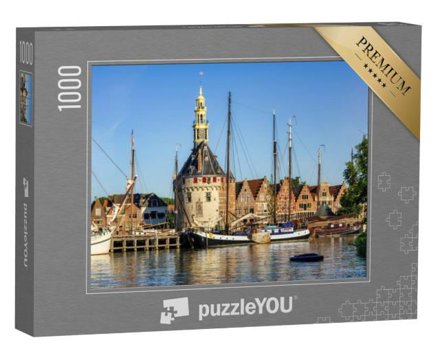 Puzzel 1000 stukjes „Historische Hoofdtoren in de haven van Hoorn, Noord-Holland“