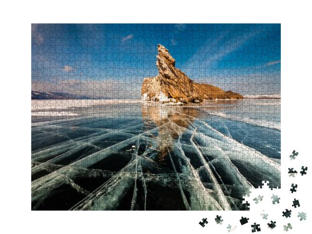 Puzzle 1000 Teile „Eis auf dem Baikalsee, Sibirien, Russland“