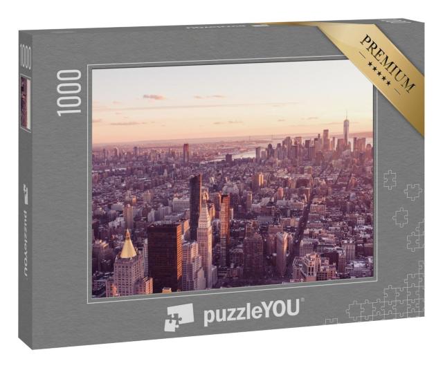 Puzzle 1000 Teile „Luftaufnahme bei Sonnenuntergang von Lower Manhattan, USA“