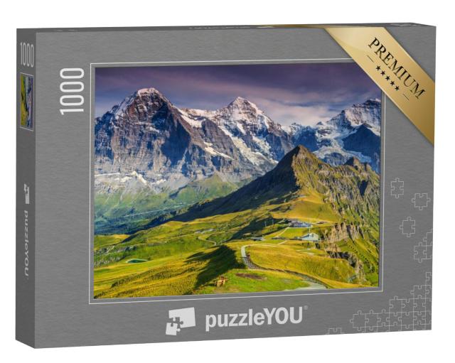 Puzzel 1000 stukjes „Alpenpanorama met Jungfrau, Mönch, Eiger noordwand en Männlichen, Zwitserland“