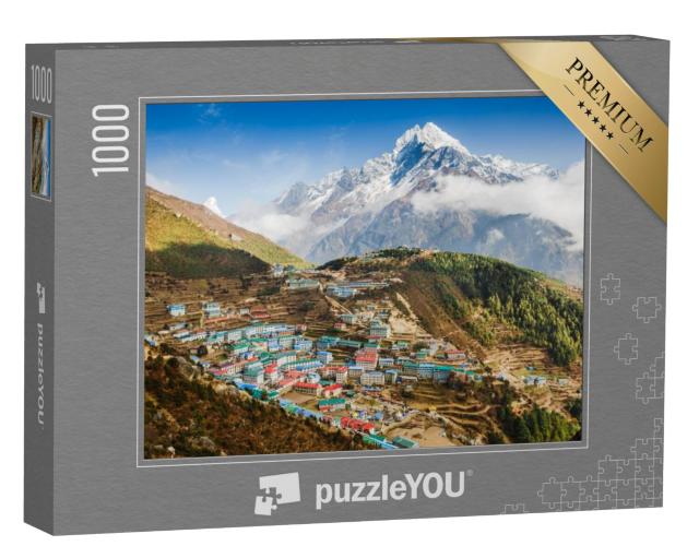 Puzzel 1000 stukjes „Uitzicht op het bergdorp Namche Bazar, Himalaya, Nepal“