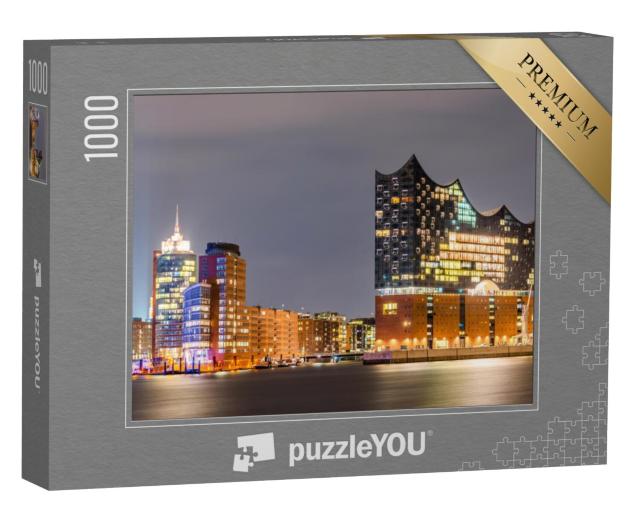 Puzzel 1000 stukjes „Elbphilharmonie en haven van Hamburg bij nacht“