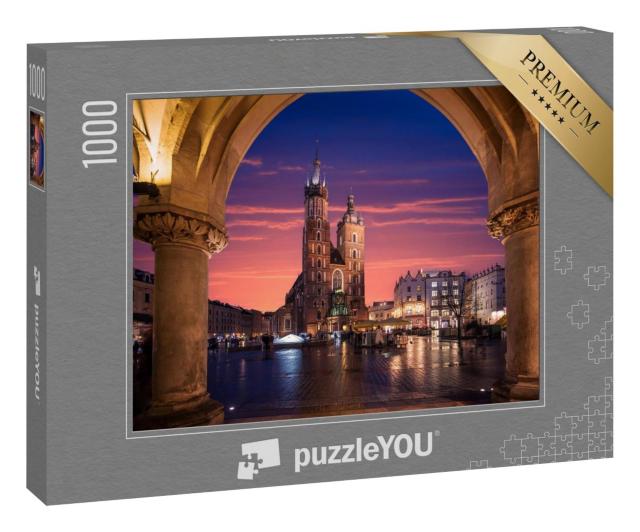 Puzzle 1000 Teile „Kirche der Altstadt von Krakau mit Beleuchtung, Polen“