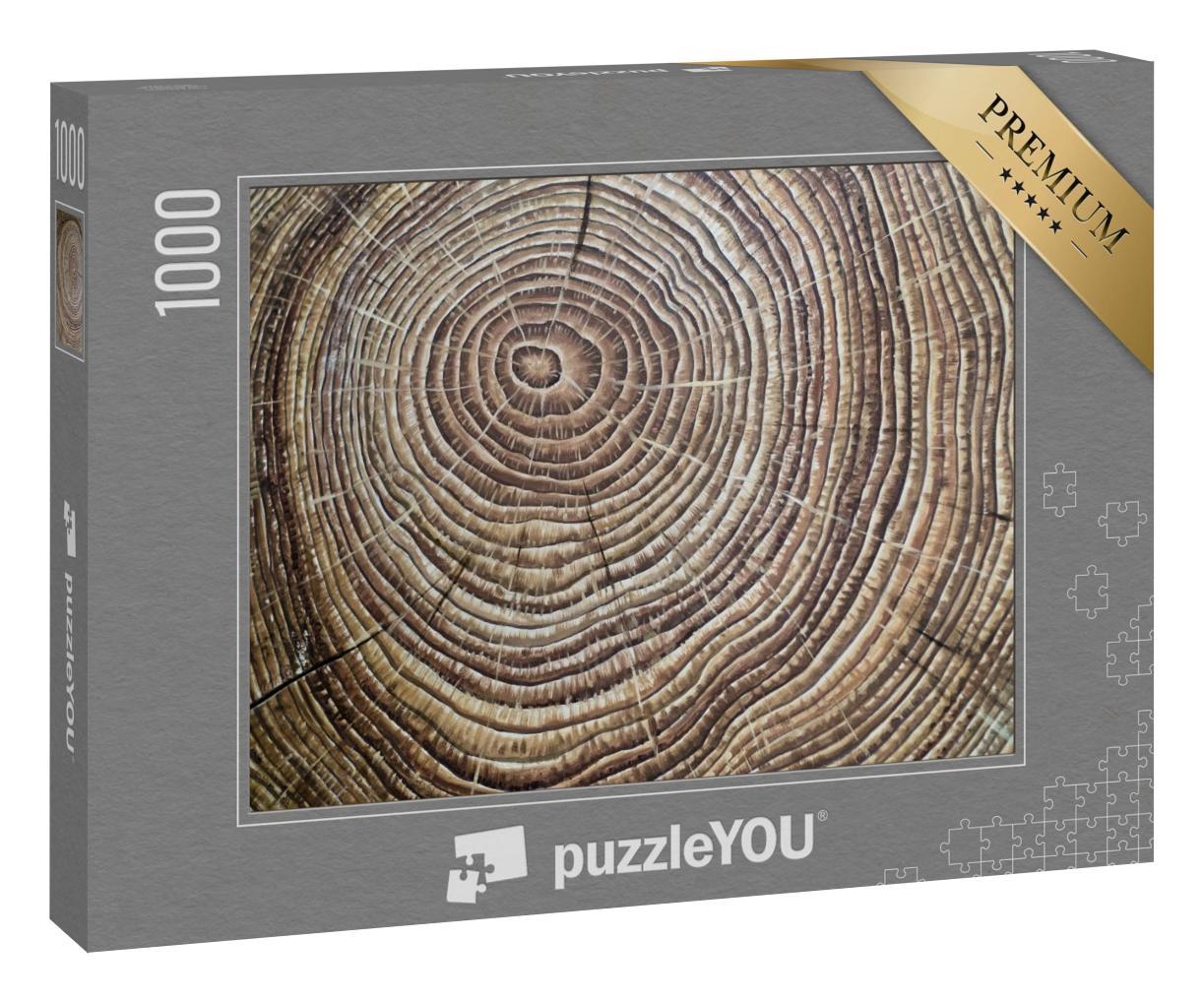 Puzzle 1000 Teile „Braun lackierte Jahresringe aus Holz“