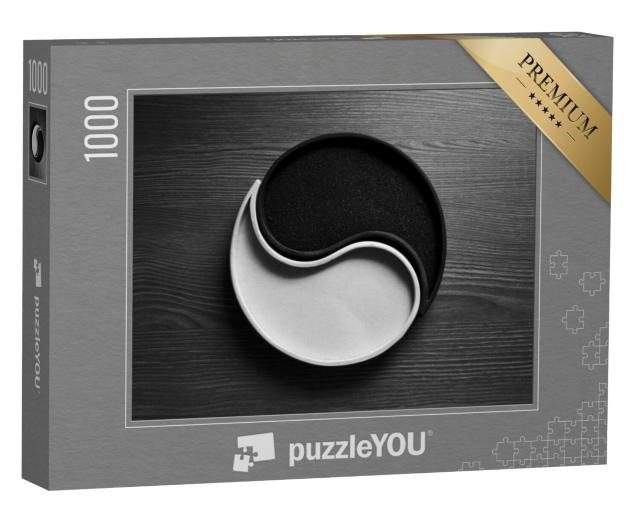 Puzzel 1000 stukjes „Zwart en wit zand ying-yang symbool“