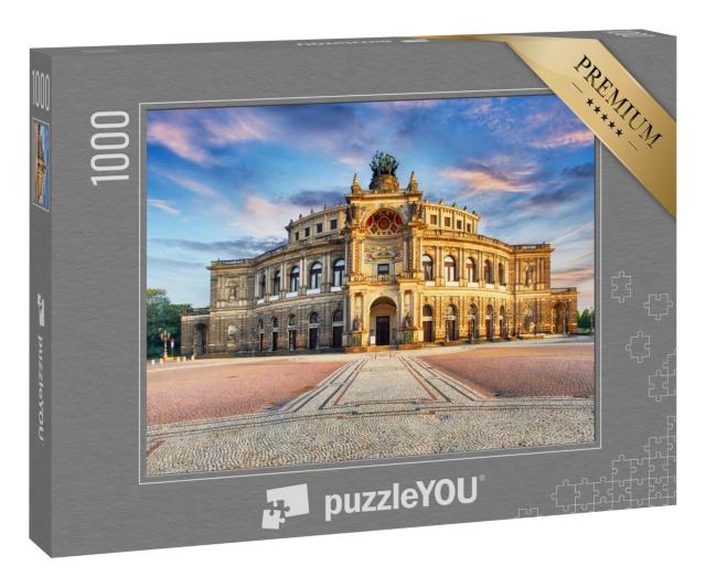 Puzzle 1000 Teile „Semperoper in Dresden bei Nacht, Deutschland“
