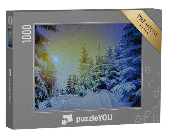 Puzzel 1000 stukjes „in de kunststijl van van Gogh, Sterrennacht - Landschap in zonlicht“