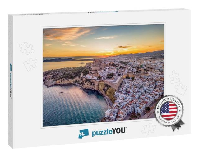 Aerial View of Stunning Sunset Over Ibiza Evissa During a... Jigsaw Puzzle