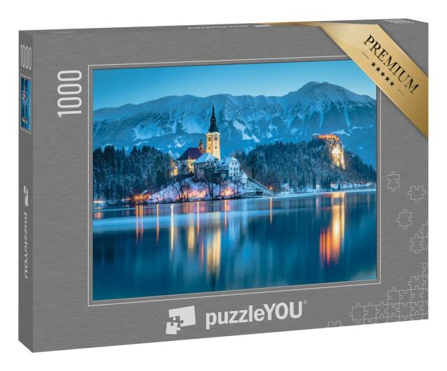 Puzzle „Blick auf den Bleder See mit Burg, Slowenien“