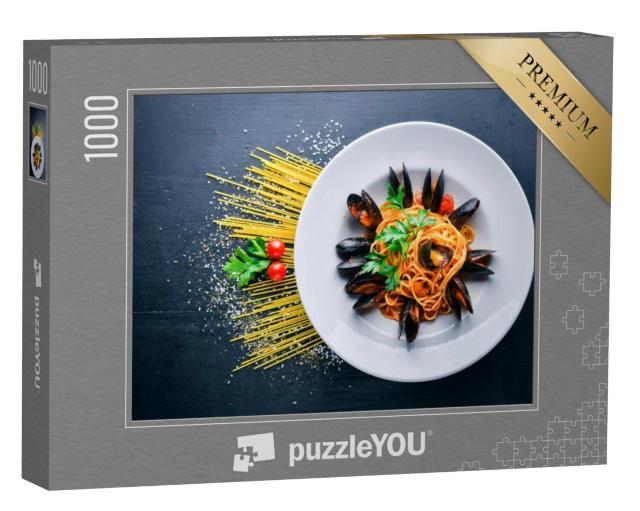 Puzzel 1000 stukjes „Pasta met mosselen en zeevruchten“