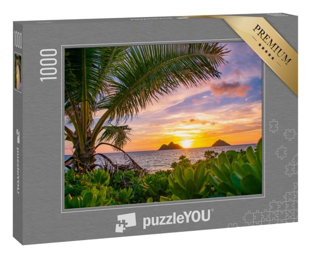 Puzzle 1000 Teile „Wunderschöner tropischer Sonnenaufgang über Lanikai Beach, Oahu, Hawaii“