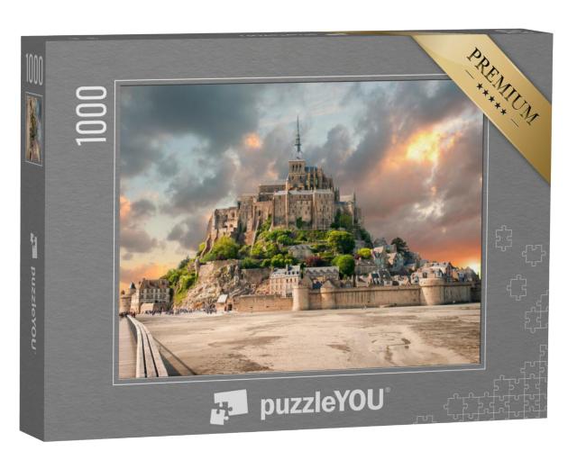 Puzzel 1000 stukjes „Panoramisch uitzicht op de beroemde Le Mont Saint Michel, Normandië, Frankrijk“