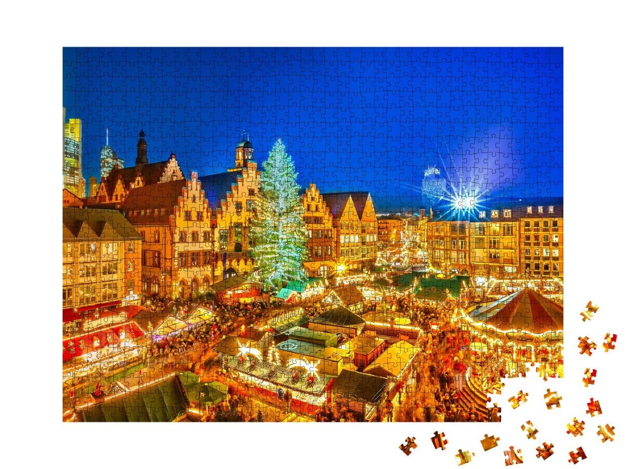 Puzzle 1000 Teile „Traditioneller Weihnachtsmarkt in der Altstadt von Frankfurt, Deutschland“