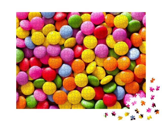 Puzzle 1000 Teile „Leckere farbenfrohe Süßigkeiten, bunt und rund“
