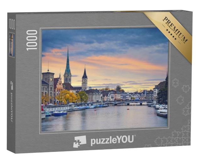 Puzzel 1000 stukjes „Zürich in de avond“