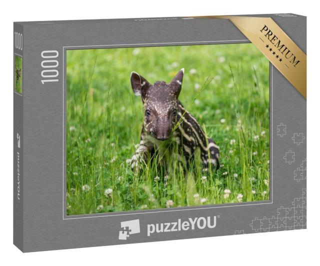 Puzzle 1000 Teile „Neun Tage altes Baby des vom Aussterben bedrohten südamerikanischen Tapirs“