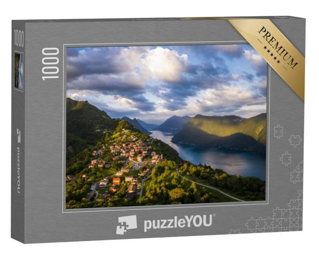 Puzzel 1000 stukjes „Zonsondergang over het dorp Bre“