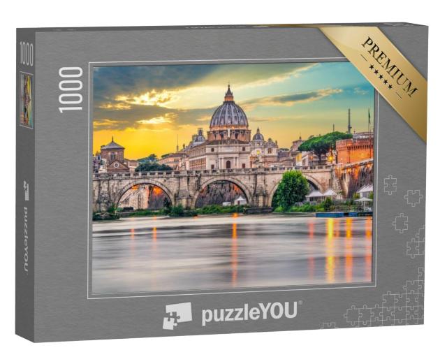 Puzzel 1000 stukjes „Sint-Pietersbasiliek en Ponte Vittorio Emanuele II in het Vaticaan, Rome“