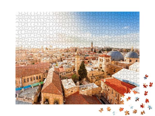 Puzzle 1000 Teile „Altstadt von Jerusalem aus der Vogelperspektive“