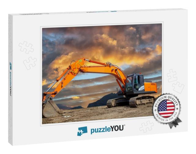 Crawler Excavator on Construction Site. Isolated Big Craw... Jigsaw Puzzle