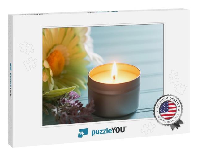 Lighted & Scented Votive Candle in a Tin Holder with Flow... Jigsaw Puzzle