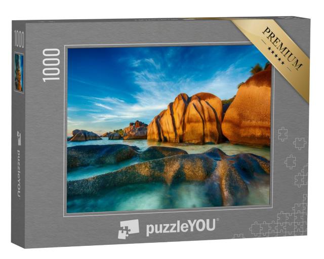 Puzzel 1000 stukjes „Prachtig gevormde granieten rotsen op het eiland La Digue, Seychellen“